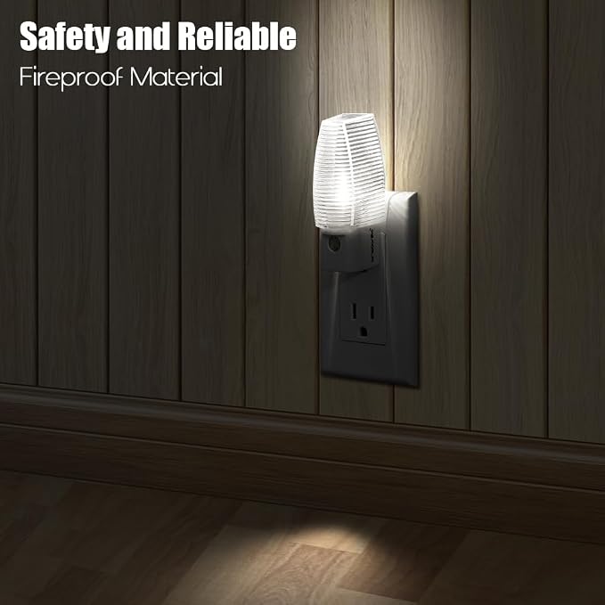 Emotionlite Plug-in Night Light Dusk to Dawn Sensor, Neutral White, 4 Pack | Neutral white sensor night light, great for nursery, bedroom, bathroom, hallway, stairs & kitchen
