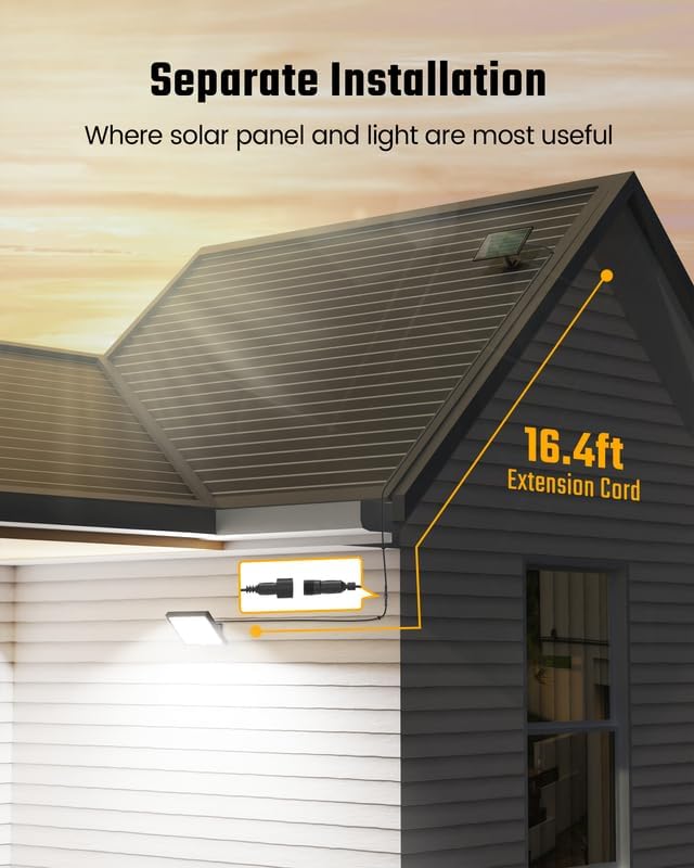 SUPERDANNY Solar Outside Lights with 113 Bright LEDs 7000K with 16ft Cable | 2 Pack, 3 Modes Motion Sensor Outdoor Flood Lights Dusk to Dawn, IP65 Waterproof, Security for Garden Barn Porch Patio