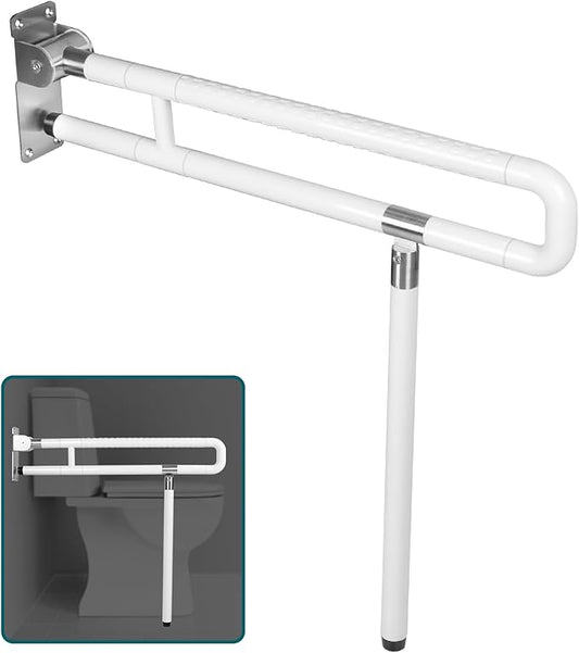 INNOLIFE Handicap Grab Bars Rails, 29.5 Inch Foldable Toilet Grab Bar Flip Up Safety Rails Anti-Slip Grip Shower Assist Aid Safety for Elderly Pregnant Women Disabled Bar, White