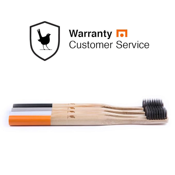 Bamboo Toothbrush with Soft Charcoal Infused Bristles, Set of 4