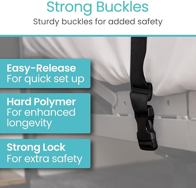 Vive Bed Restraints for Elderly Dementia Patients - Safety Belt for Wheelchair & Bed - Fall Prevention Device for Seniors - Adjustable Strap and Cushioned Waist Belt for Hospital Caregivers