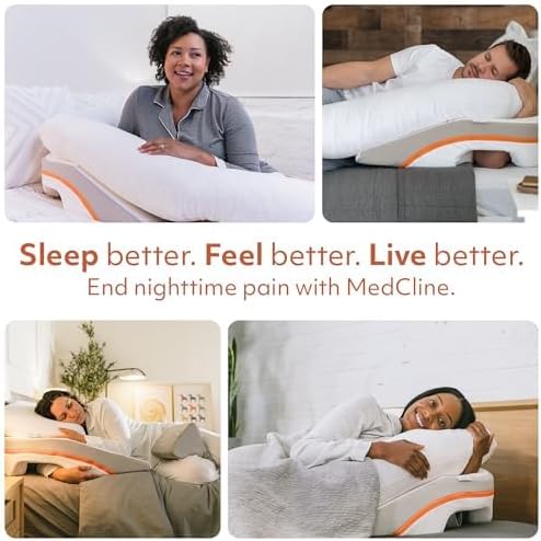 MedCline Reflux Relief System, Bed Wedge Pillow for Acid Reflux and GERD Relief with Therapeutic Body Pillow, Insert, and Covers, Inclined Sleep Position with Arm Pocket, Small for 4'8" to 5'4" Tall