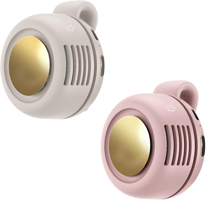Portable Clip-On Fan, Mini USB Rechargeable 360° Rotatable Fan, Personal Fan 3-Speed Silent Mini Bladeless Fans (2pack(White and Pink))