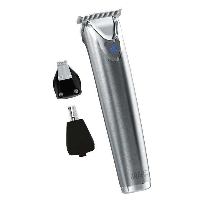 Wahl USA Stainless Steel Lithium-Ion Cordless Beard Trimmer for Men | Rechargeable All In One Men’S Beard Trimmer With Rotary Ear & Nose Trimmer, & Detail Trimmer – Model 9818A