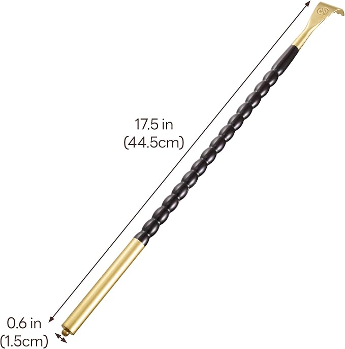 Tomorotec Back Scratcher Massager, Ebony Wood Brass Head Itch Relief 17.5" | African Blackwood, Splinter Proof, Cool Touch, Thoughtful Gift For Men Women, Black