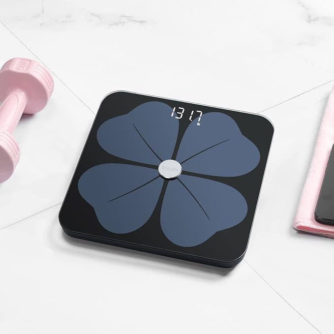 Vitafit Smart Body Fat Weight Scale for Body Composition Monitors, Weighing Professional Since 2001, Digital Wireless Bathroom Scale for BMI Fat Water Muscle with App,400lb, Black