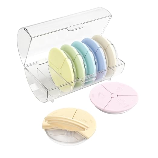 Ezy Dose Weekly (7-Day) Daily Pill Case, Medicine Planner, Vitamin Organizer Container, Compact Round Containers with Flexible Lids and Removable Compartments, 3 Times a Day, Soft Rainbow, BPA Free