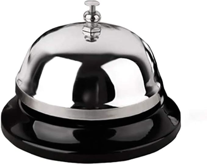 HeeYaa Call Bell 3.3 Inch Diameter with Metal Anti-Rust Construction, Ringing, Desk Bell Service Bell for Hotels, Schools, Restaurants, Reception Areas, Hospitals, Warehouses(Silver)