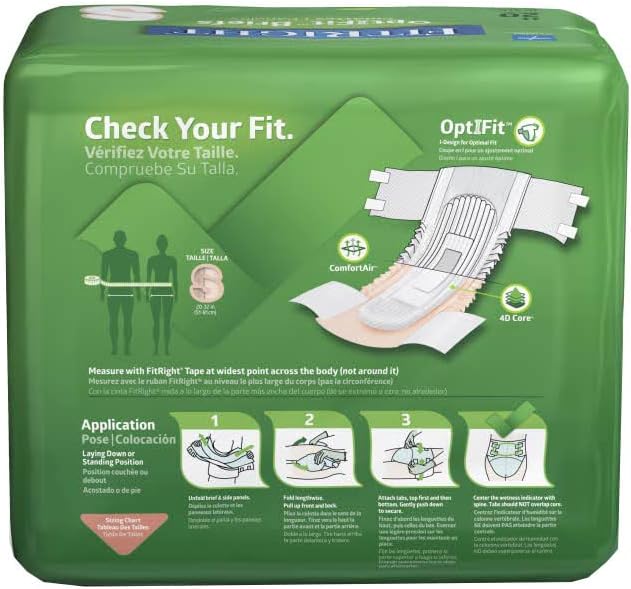 FitRight OptiFit Extra Adult Briefs, Incontinence Diapers with Tabs, Moderate Absorbency, Small, 20 to 32", 20 Count