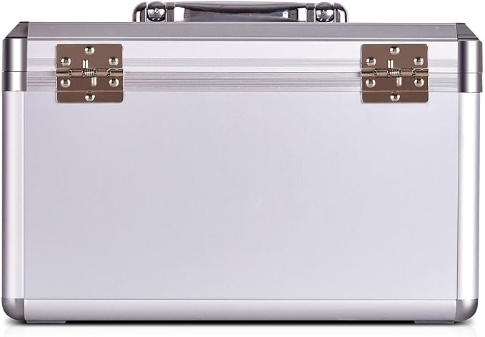 Jssmst Medication Lock Box with Key, Medicine Lock Box for Medication Storage, First Aid Box Locked Medicine Case, Key Safe Locking Box for Drugs Use, 12 x 7.4 x 8.1 inches, Silver