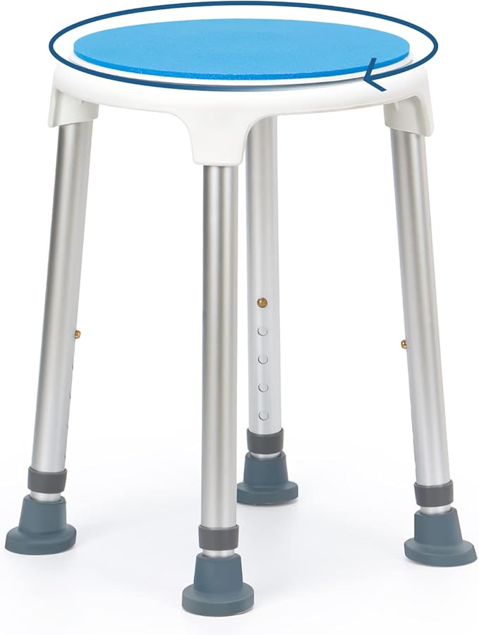 Shower Stool for Inside Shower Swivel Shower Chairs for Seniors Adjustable Round Shower Seat Bath Chair Tool-Free Assembly 5 Adjustable Heights from 19''-21'' Load 350LB