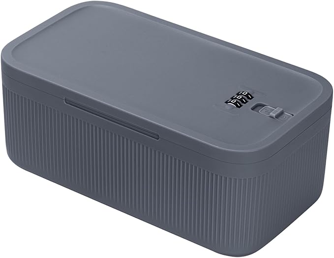 Small Lock Box for Medication Safe Refrigerator Lock Box Small Lockable Medicine Storage Box for Food Mobile Personal Items Refrigerator Snack Lockbox for Office Home School(Gray)