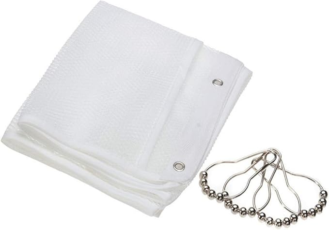 Quick Dry Mesh Pockets Fabric Bathm Hanging Mesh Pockets Shower Organizer,Shower Hanging Mesh Organizer Quick Dry Storage Bathroom Accessories with 6-Pocket, 4 Hooks