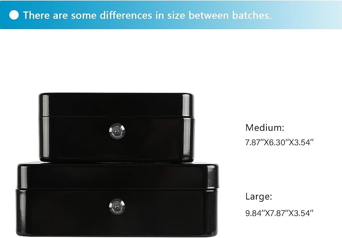 xydled Locking Steel Large Cash Box with Removable Coin Tray and Key Lock,9.84"x 7.87"x 3.54",Black