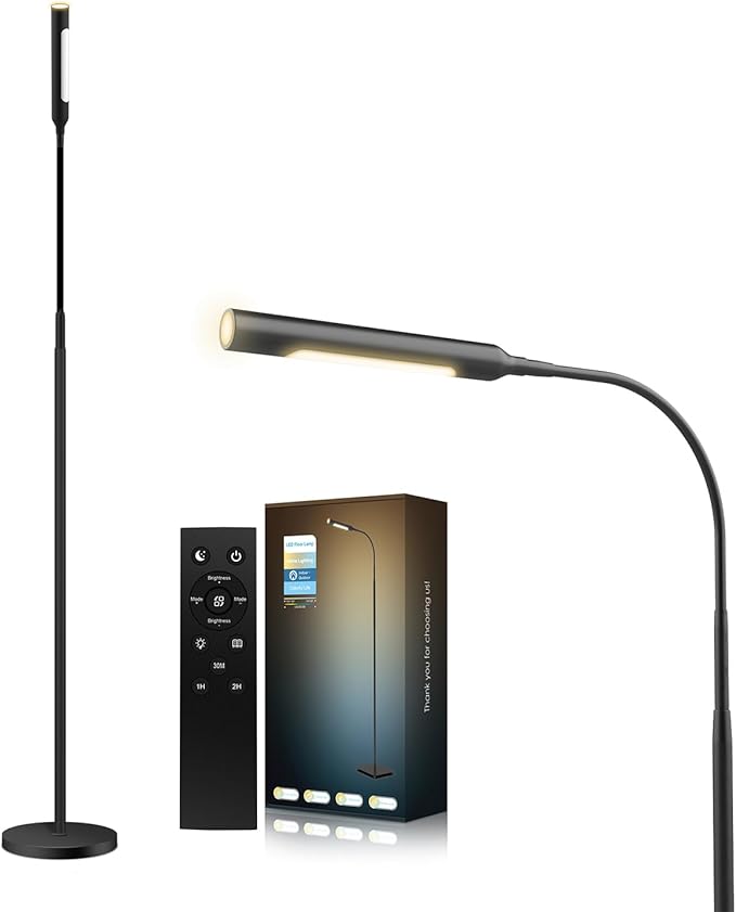 Floor Lamp for Living Room, bedrooms,Work Study and Home Decor.Modern Reading Standing lamp.with Remote Control.4 Color temperatures LED Bulb.Lighting Brightness Adjustable from 10%-100%.