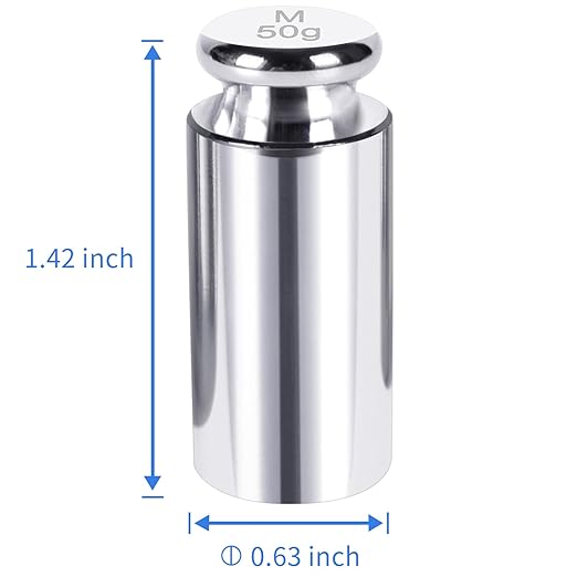 QP Calibration Weights, 50 Gram Scale Weights, OIML Class M1 High Precision Stainless Steel Scale Balance Weights with Chrome Finish, Calibration Weights for Digital Scale, Kitchen Scale, Pocket Scale