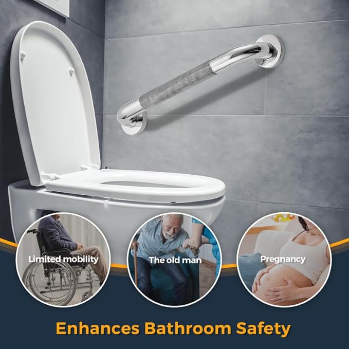 Grab Bars for Shower, 2 Pack 24-Inch Anti Slip Shower Handles for Elderly, Safety Shower Grab Bar, Stainless Steel Handicap Grab Bars for Bathroom (Polished Nickel 1" Diameter)