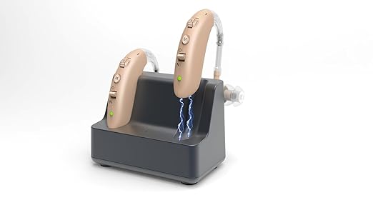 Rechargeable Hearing Aid for Seniors Digital Hearing Amplifier, Noise Cancelling with Magnetic Charging Base,Behind The Ear,BTE,TV,2-Pack