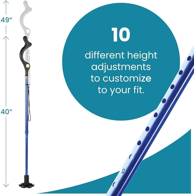 Walking Cane for Men and Women - Special Balancing Stick With 10 Adjustable Heights - Self Standing, Folding, Portable, Collapsible, and Comfortable