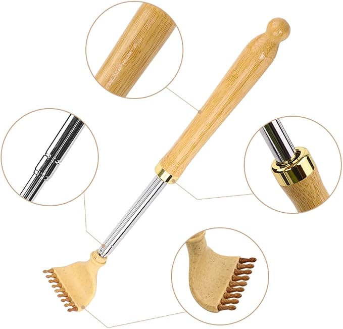 HEYSONG Bamboo Back Scratcher for Easy to Reach Itch Point Self-Therapeutic Telescoping Office Daily Body Scratcher IF0006