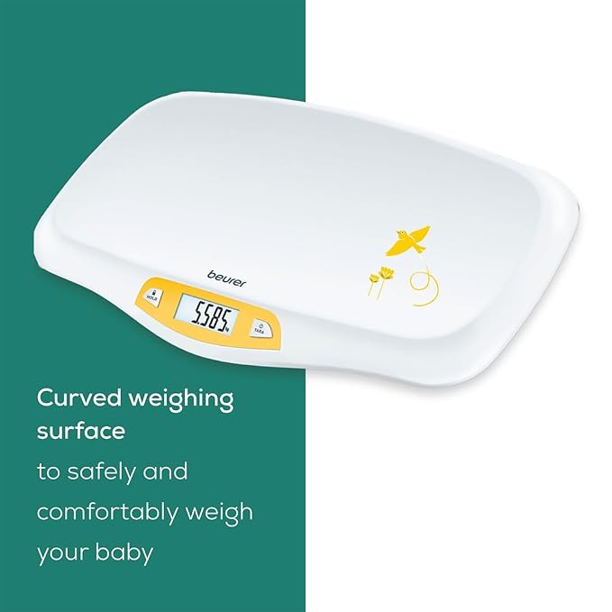 Beurer BY80 Digital Baby Scale, Infant Scale for Weighing in Pounds, Ounces, or Kilograms up to 44 lbs with Hold Function, Pet Scale for Cats and Dogs Analysis