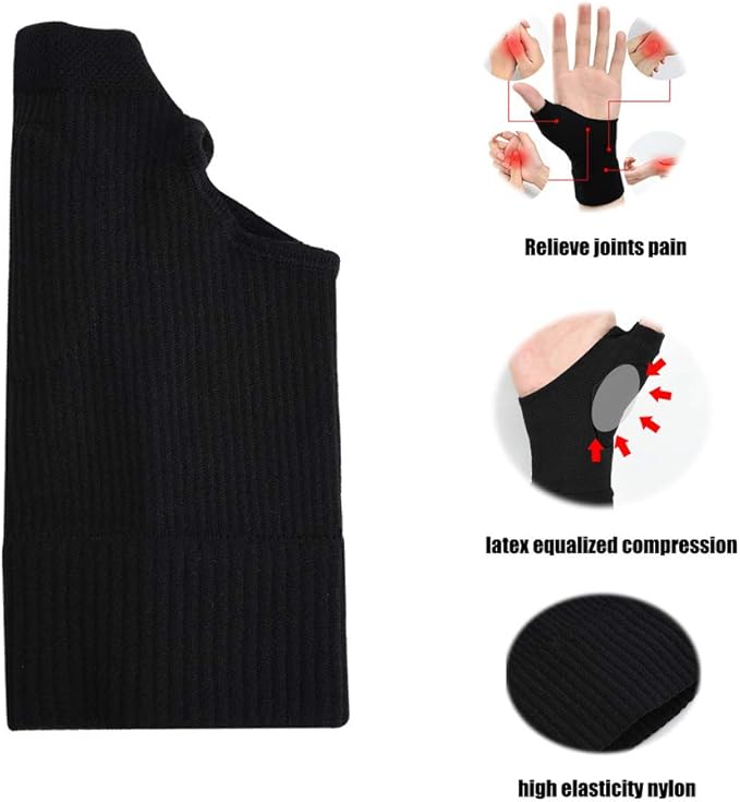 Wrist Thumb Compression Arthritis Gloves(1 Pair),Breathable Wrist Support Brace Fingerless Glove with Gel Thumb Injury Pads,Comfortable Carpal Tunnel Sleeve for Hand Wrist Joint Relieve Pain