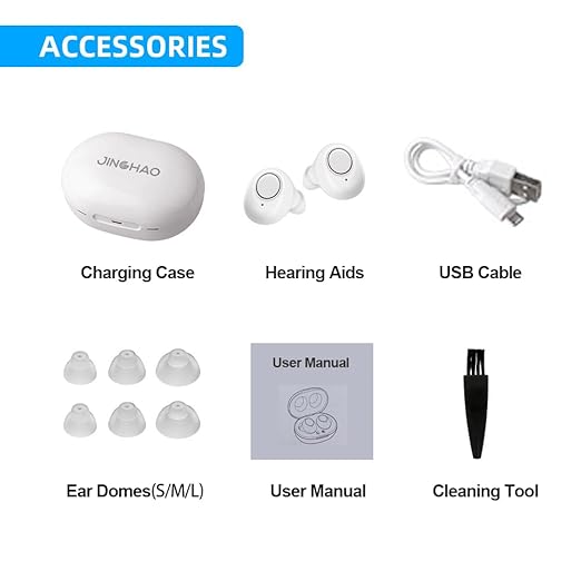Hearing Aids for Seniors, Rechargeable Hearing Amplifier Loud Sound with USB Portable Charging Case, 2-Pack (White)