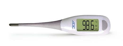 ADC Adtemp 418N Fast-Read Digital Thermometer with Color-Coded Backlight | Our most feature-rich digital stick thermometer with large, color-coded backlit display and flexible tip for patient safety.