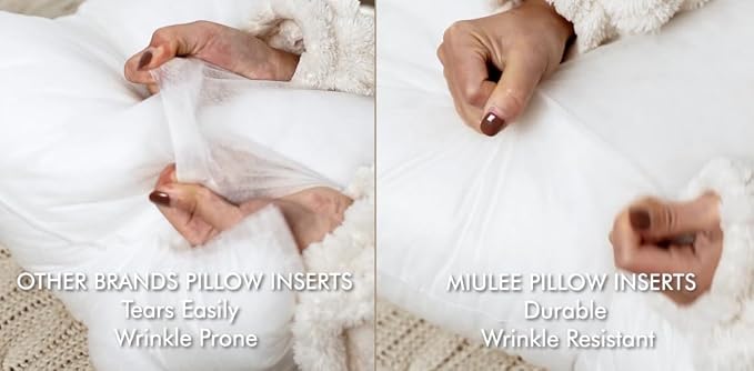 MIULEE Pillow Insert 16x16 Inch Decorative Square Throw Pillow Inserts | Premium Fluffy Pillow Forms Sham Stuffer for Sofa Couch Living Room