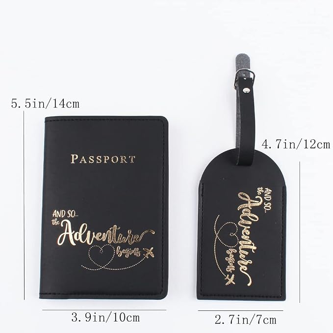 Belsmi Passport and Luggage Tags Set Travel Suitcase Tag (Purple)