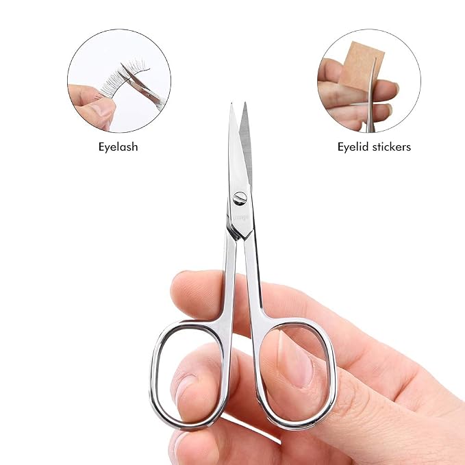 LIVINGO 2 Pack Rounded Tip Nose Hair Scissors & Curved Nail Scissors | Safety Blade, Stainless Steel Nail Care Scissors, Nose Ear Facial Hair Grooming for Men Women