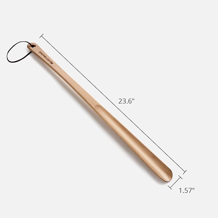 Wooden Shoe horn Long Handle for Seniors -23.6in Long handled ShoeHorn