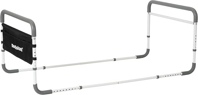 Dual Bed Side Hand Rail, Bed Assist Rail Adjustable Medical Hospital Assistive Devices Bed Rails for Elderly Adults, Fits Queen, Full & Twin Beds