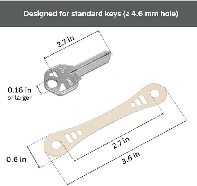 EM Compact Key Holder, Pocket Key Organizer, 14 Keys Key Bar | Fits 4.6 mm or larger keyholes only. Small hole keys like mailbox keys may not fit. Anti jingle, removable clip