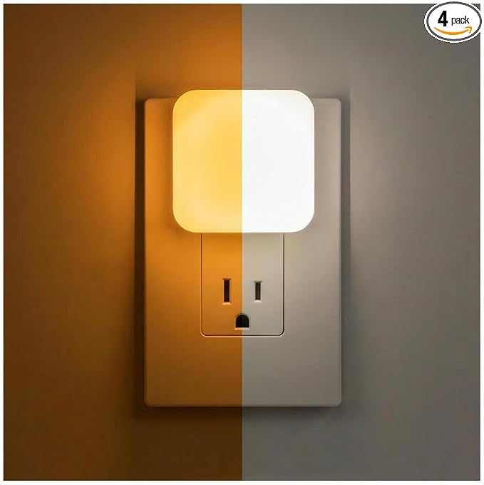 Lights by Night Night Lights Plug into Wall, Dimmable, Tunable White, 4-Pack, LED Plug in Nightlight, Dusk to Dawn Sensor, Adults, Kids Room, Bedroom, Bathroom, Nursery, Hallway, Kitchen, 82180