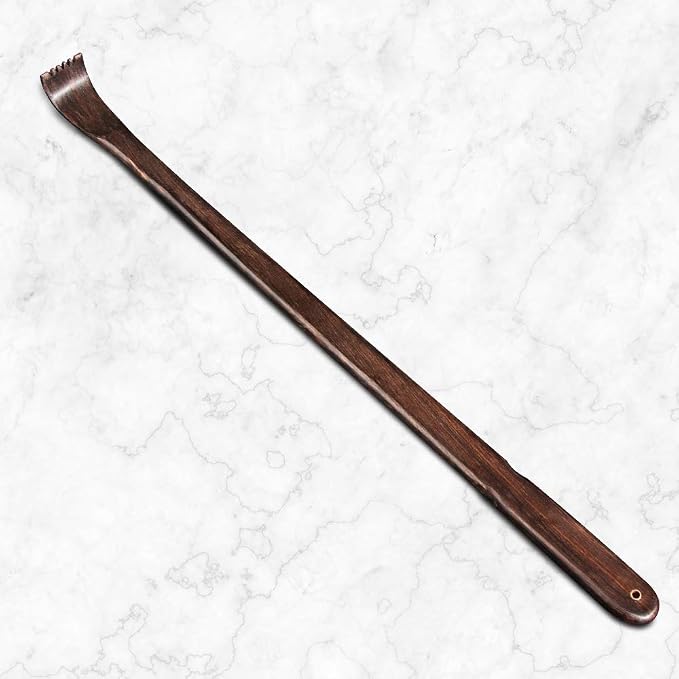 Tomorotec Wooden Back Scratcher 17 Inch Long Handle for Men Women Black | Thicken Extended Rosewood Handcrafted Itch Relief Body Massager for Elderly Seniors Dad Mom Christmas Stocking Stuffer