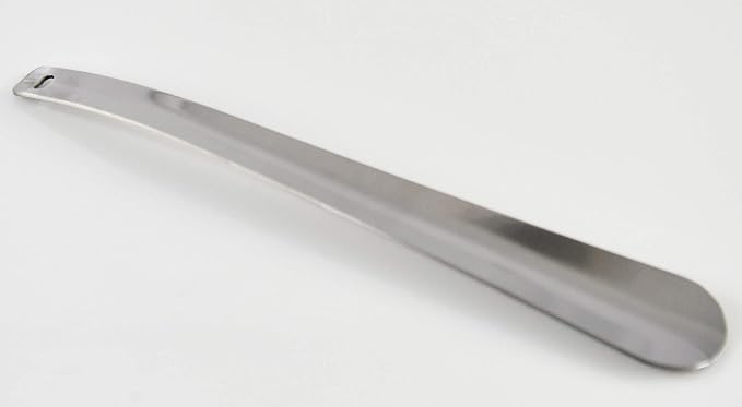 Home-X Stainless-Steel Shoehorn, Boot Jack, Shoe Helper for Seniors, Men, Women, and Kids, Shoe Slip-On Tool, Shoe Gadgets, 11 ¾” L x 1 ¾” W x ½” H, Stainless-Steel