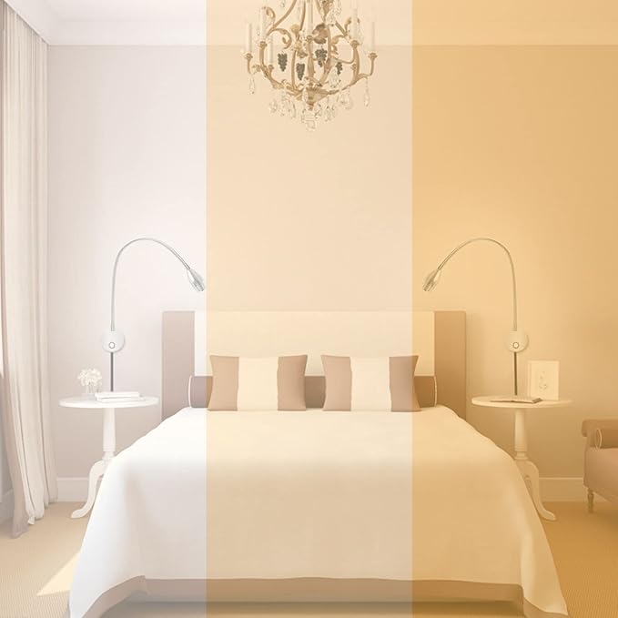 Adust Bedside Reading Light, Bedroom Reading Lamp, 3W LED Touch Dimmable Brightness Minimalist Wall Headboard Reading Lamp, Adjustable Colour Temperature, 3000k, 4000k, 6000k