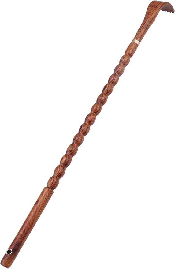 Tomorotec 100% Kevazingo Wood Back Massager for Itching Relief, Long Sturdy Therapeutic Bamboo Back Scratchers, Body Relaxation Massager