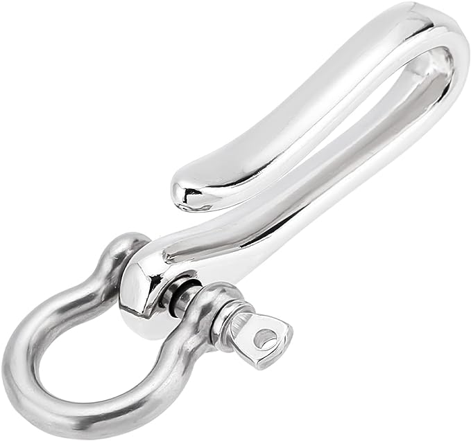 PH PandaHall 1pc U Shape Hook Keychain Brass Solid Keychain Hook D-Ring Anchor Shackle Clasps Silver Key Buckle Belt Wallet Clip Holder for Women Men Wallet Key Chain Badge