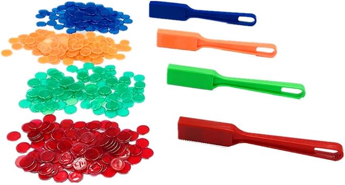 Yuanhe Magnetic Bingo Wand Chips - 4 Colors for Science Learning Counting Family Game Night Activities