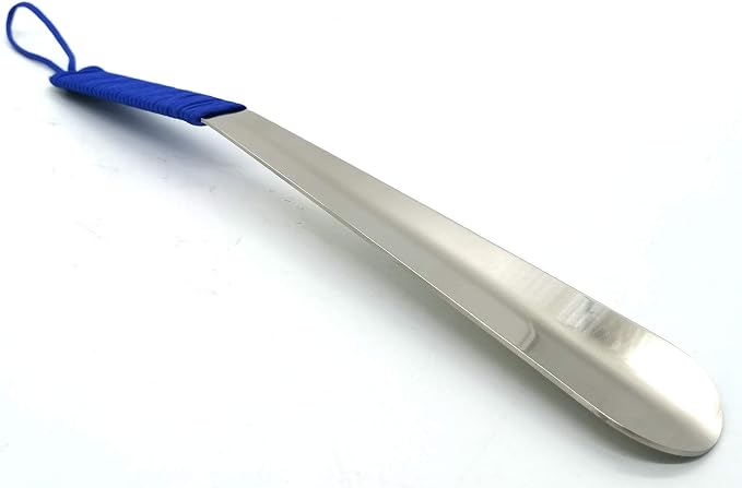 15'' Long Shoe Horn,Shoe Horn Long Handle,Stainless Steel Shoe Horn Metal,Shoe Horn Long Handle Shoehorn,Long Shoe Horn for seniors. (Blue)