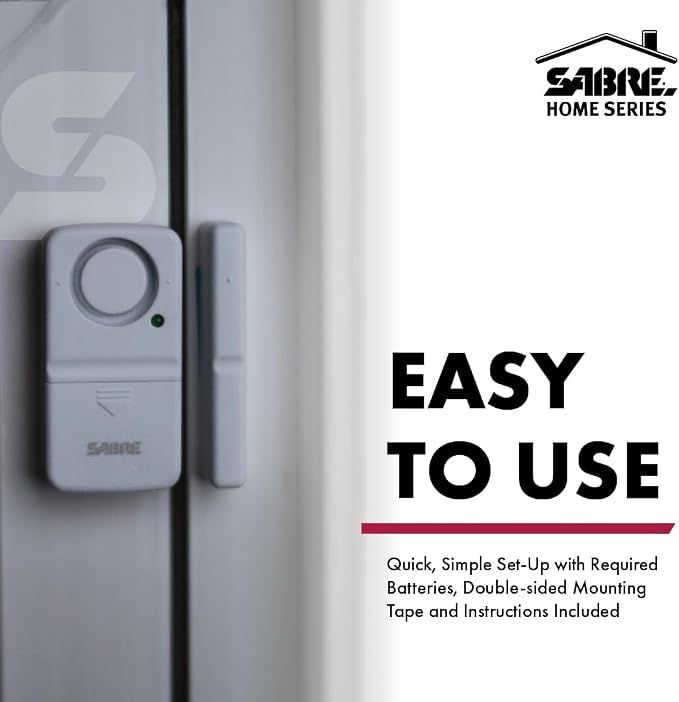 SABRE Wireless Home Security Door Window Burglar Alarm with LOUD 120 dB Siren, DIY EASY to Install, 2-Pack,white