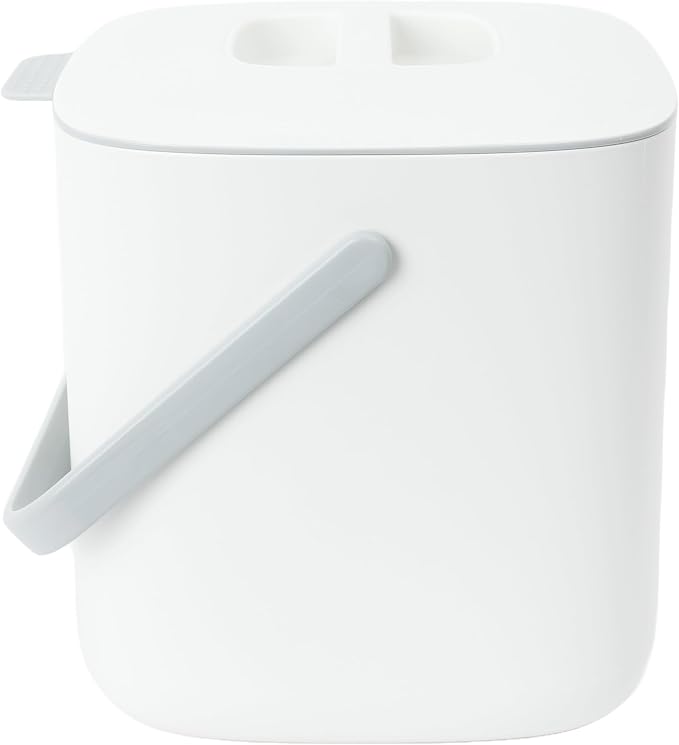 Blue Ginkgo Kitchen Compost Bin, 2.6L Countertop Compost Bin, White | Odor-Tight. Filter-Free. Dishwasher Safe. (Standard)