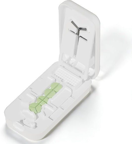 Pill Crusher, Pill Cutter Splitter for Small and Tiny Pills for Small Pills 1/4 (White)