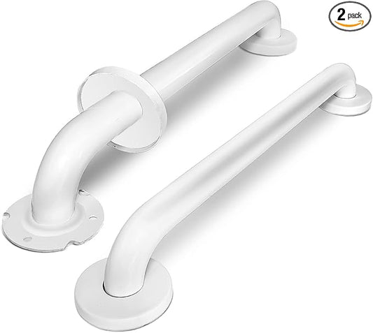 18 Inch Handicap Grab Bars, 2 Pack Stainless Steel Grab Bar for Bathtubs and Showers, Wall Mount Safety Shower Grab Bars for Seniors Injury Elderly, White