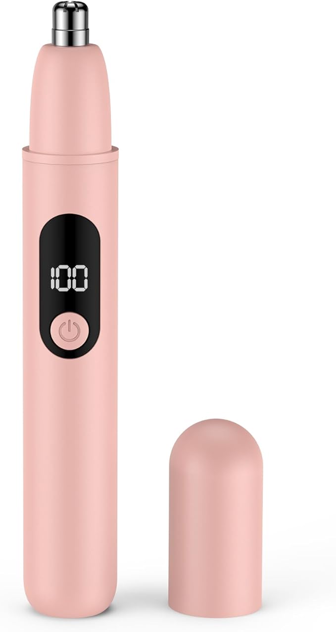 Nose Hair Trimmer Rechargeable Cordless Painless Ear and Eyebrow Trimming Tool-Dual Edge Easy Cleansing for Man Woman (Pink)