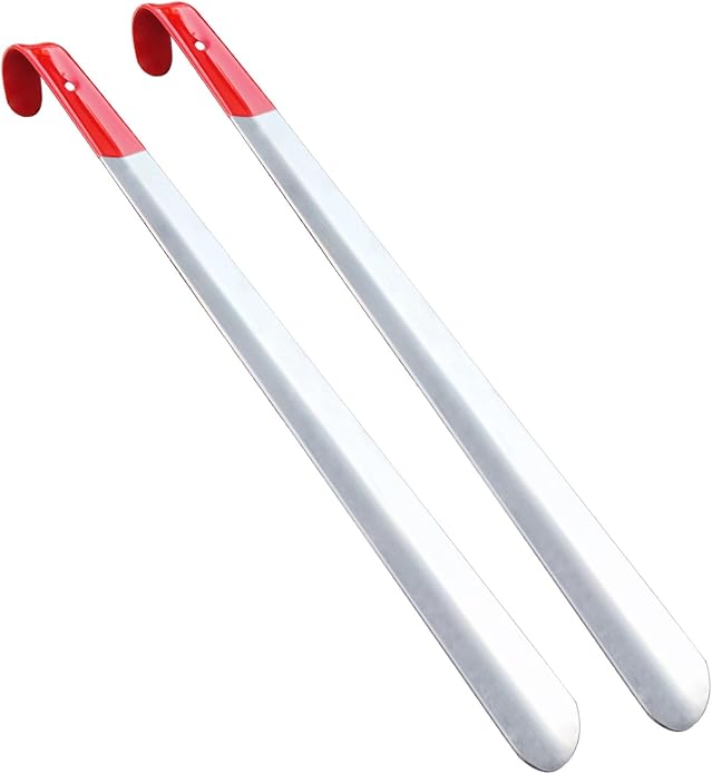Extra Long Shoehorn, Set of 2, 16.5” Metal Shoe Horn, Heavy Duty Stainless Steel Shoehorn for Men, Women, Kids, Seniors