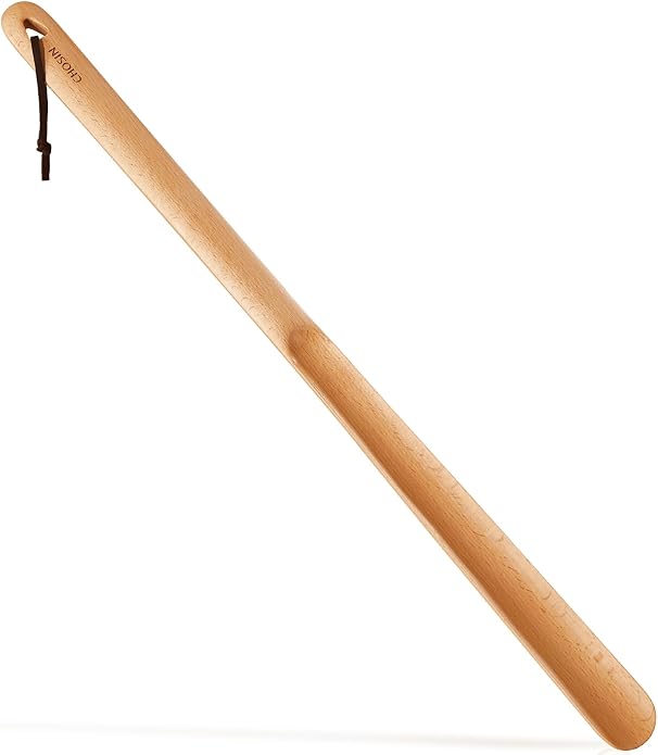 CHOSIN Shoe Horn Long Handle for Seniors, 24" Long Shoehorn Wooden for Boot, Durable Shoe Spoon for Seniors Women Men Gifts