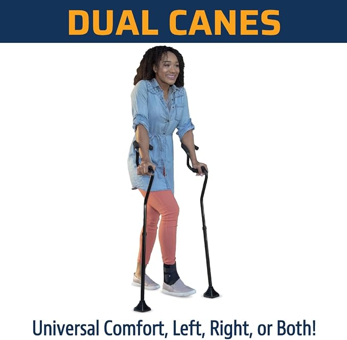 StrongArm Comfort Cane + Self Standing Lightweight Adjustable Walking Cane + Stabilizes Wrist & Provides Extra Support & Stability + Ergonomic Forearm Grip + Canes for Men & Women